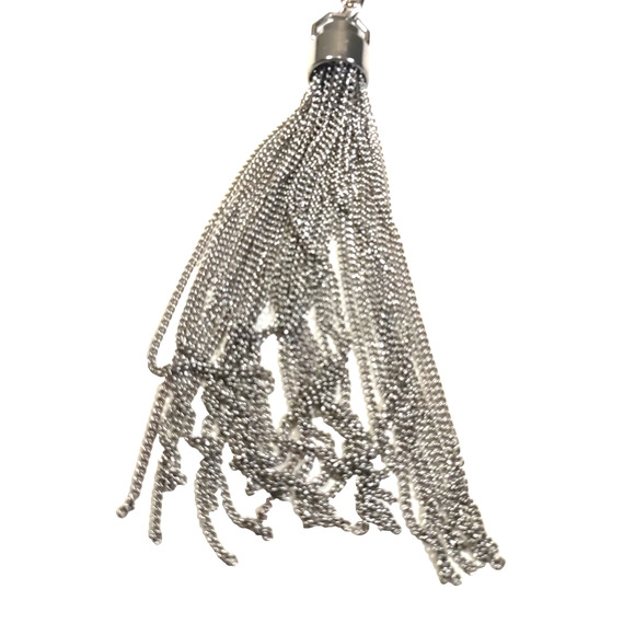 Purse Clip Silver Tone Chain Dangle Tassel - Picture 4 of 6